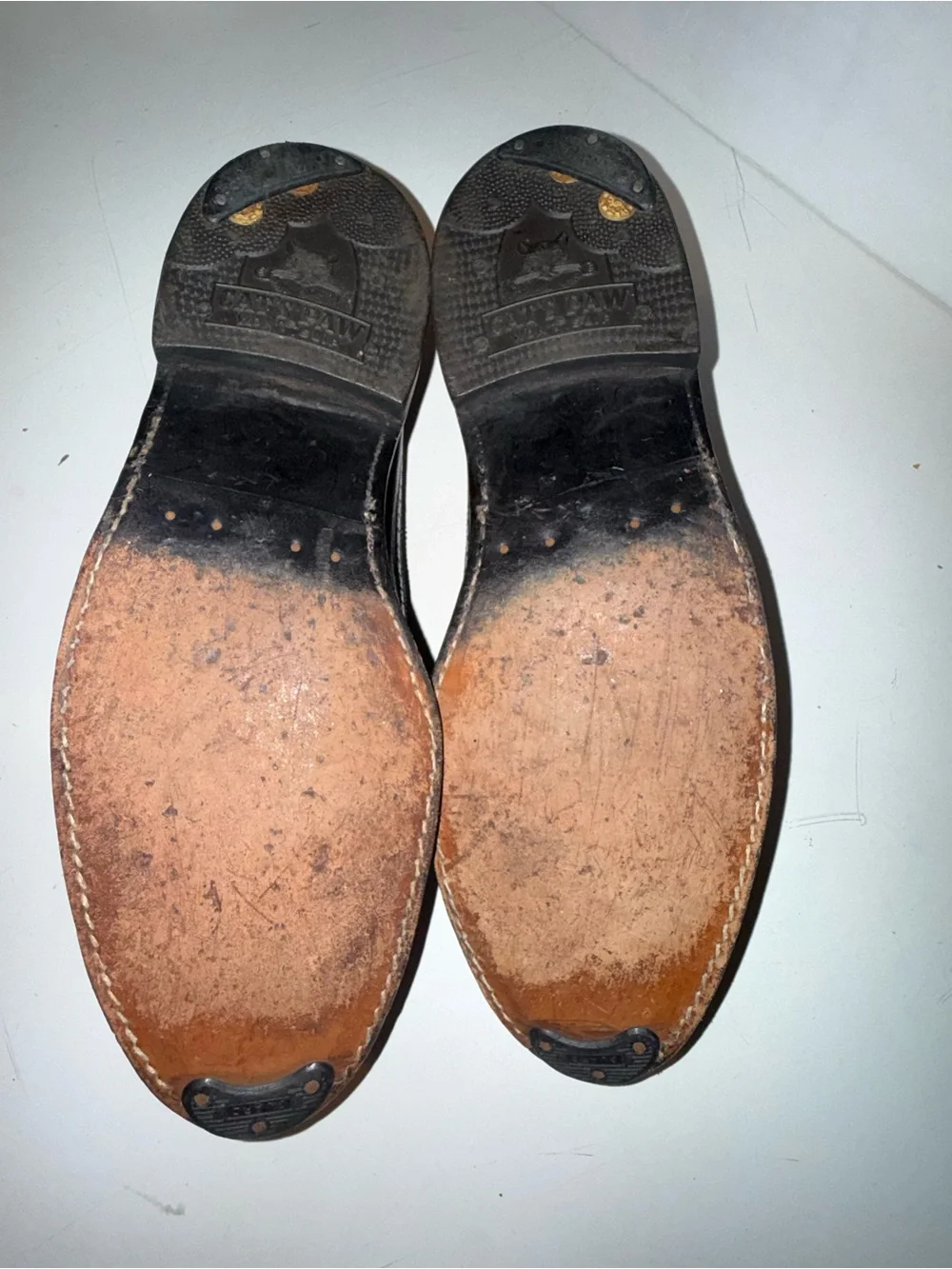 VTG 1967 Florsheim Imperial  Black Long Wing Wingtips 12 B Cat’s Paw Heels .
